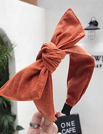 Fashion Brick Red Cotton Linen Bow Wide-brimmed Headband