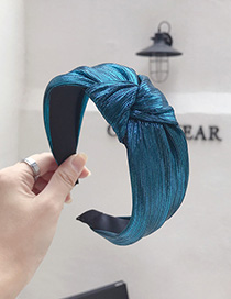 Fashion Blue Bronzing Fabric Pleated Stripes Knotted Wide-brimmed Headband