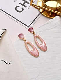 Fashion Pink Geometric Mosaic Drop Glaze Earrings