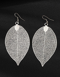 Fashion Silver Alloy Leaf Earrings