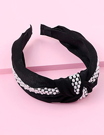 Fashion Black Cloth Pearl Chain Knotted Wide-brimmed Headband