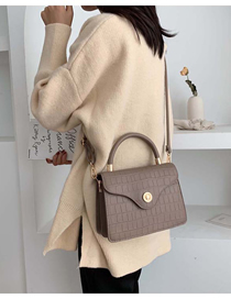 Fashion Khaki Stone Pattern Lock Shoulder Bag Shoulder Bag