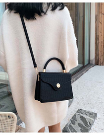 Fashion Black Stone Pattern Lock Shoulder Bag Shoulder Bag