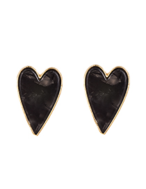Fashion Black Alloy Resin Love Earrings