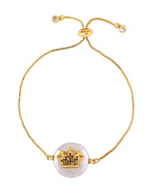 Fashion Crown Gold Love Crown Zircon Pearl Pulling Bracelet