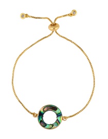 Fashion Ring Gold Natural Abalone Round Cutout Geometric Bracelet