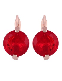 Fashion Red Round Geometric Zircon Earrings