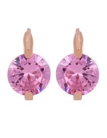 Fashion Pink Round Geometric Zircon Earrings