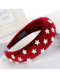 Fashion Red Sponge Five-pointed Star Wide-brimmed Headband