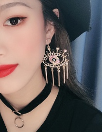 Fashion Black Diamond-studded Eye Tassel Earrings