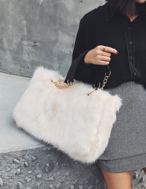 Fashion White Plush Chain Shoulder Bag