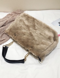 Fashion Khaki Plush Chain Shoulder Bag