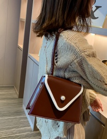 Fashion Dark Brown Contrast Stitching Shoulder Messenger Bag