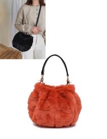 Fashion Orange Stitching Plush Shoulder Bag Shoulder Bag