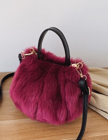 Fashion Purple Stitching Plush Shoulder Bag Shoulder Bag
