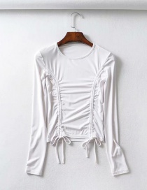 Fashion White Vest Line Drawstring T-shirt