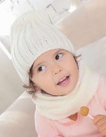 Fashion White Children's Scarf Hat Two-piece