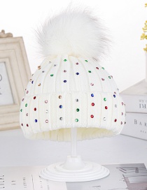 Fashion White Colorful Diamond Wool Knit Baby Hat