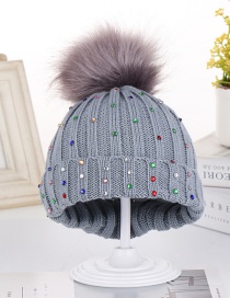 Fashion Gray Colorful Diamond Wool Knit Baby Hat