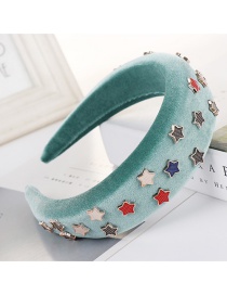 Fashion Lake Blue Sponge Five-pointed Star Beaded Headband