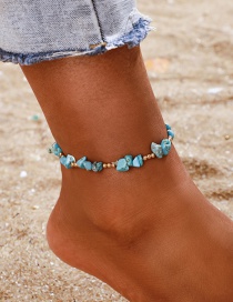 Fashion Blue Beaded Stone Anklet Single Layer