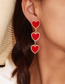 Fashion Red Drip Oil Love Tassel Earrings