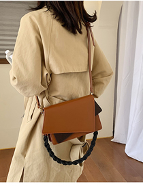 Fashion Brown Broadband Contrast Shoulder Crossbody Bag