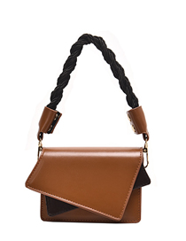 Fashion Small Brown Broadband Contrast Shoulder Crossbody Bag