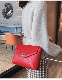 Fashion Red Chain Rhombic Shoulder Messenger Bag