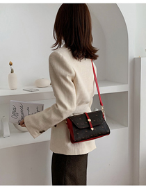 Fashion Red Stitching Printed Contrast Color Shoulder Messenger Bag