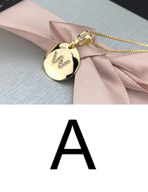 Fashion A Gold Glossy Diamond-plated Copper Plated Zircon English Alphabet Curved Necklace