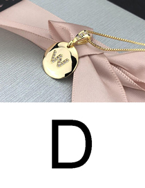 Fashion D Gold Glossy Diamond-plated Copper Plated Zircon English Alphabet Curved Necklace