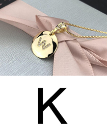 Fashion K Gold Glossy Diamond-plated Copper Plated Zircon English Alphabet Curved Necklace