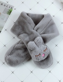 Fashion Shy Rabbit Gray Cartoon Rabbit Furry Cross Children's Bib