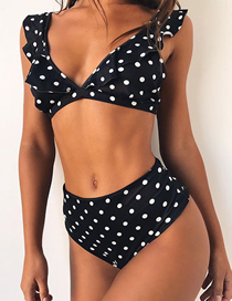 Fashion Black Background Printed Straps Split Swimsuit