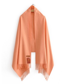 Fashion Orange Pink Solid Color Cashmere Fringed Scarf Shawl