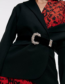 Fashion Black Alloy Diamond-studded Oval Belt