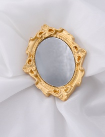 Fashion Gold Carved Mirror Photo Frame Brooch