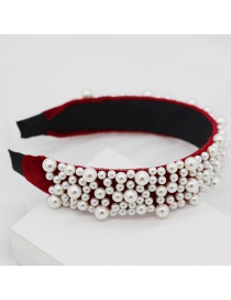 Fashion Red Pearl Irregular Headband