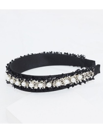 Fashion Black Lace Fabric Pearl Headband
