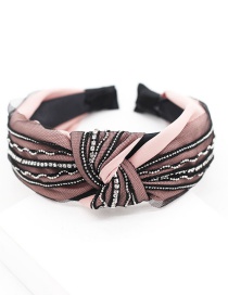 Fashion Pink Lace-encrusted Bow Geometric Headband Dance