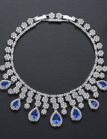 Fashion Blue Copper Inlaid Zircon Fring Bracelet