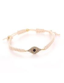 Fashion White Alloy Diamond Eye Woven Bracelet