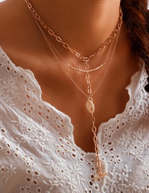Fashion Gold Chain Shell Multi-layer Necklace
