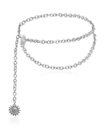 Fashion White K Geometric Tassel Sun Flower U-shaped Waist Chain