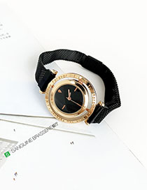 Fashion Black Alloy Letter Rotatable Dial Watch