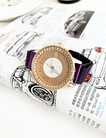 Fashion Purple Alloy Diamond Watch