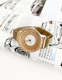Fashion Khaki Alloy Diamond Watch