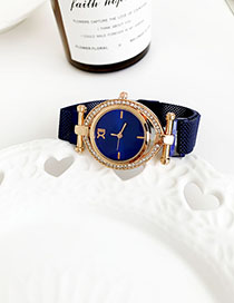 Fashion Blue Alloy Diamond-enhanced Dialable Watch