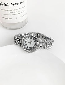 Fashion Silver Alloy Diamond Chain Watch